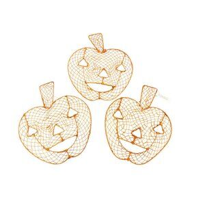 Vintage String Raffia Woven Pumpkins Wall Art Set Made In Philippines